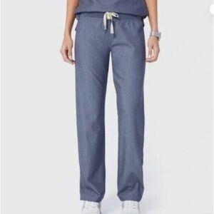 FIGS Livingston‎ Basic Scrub Straight Leg Medical Pants Heather Denim Size XS